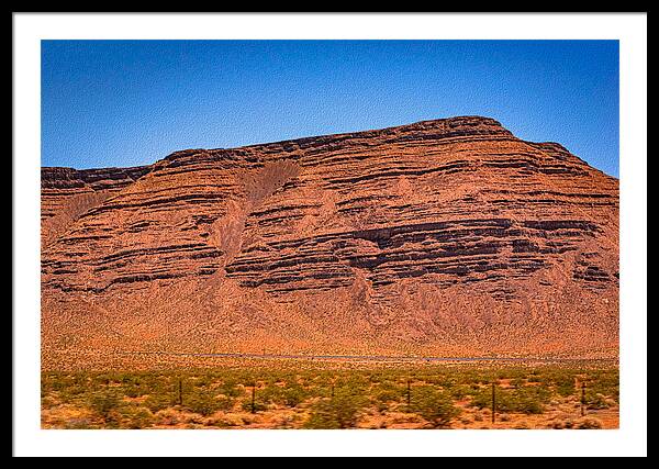 Red Mountains Landscape and Blue Sky  - Framed Print