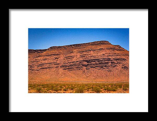 Red Mountains Landscape and Blue Sky  - Framed Print