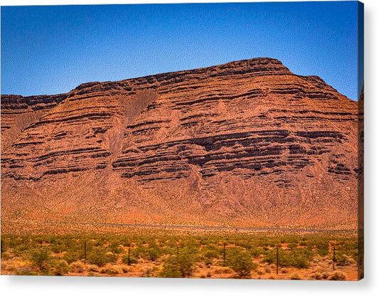 Red Mountains Landscape and Blue Sky  - Acrylic Print