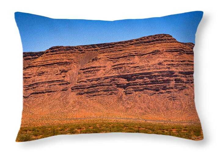 Red Mountains Landscape and Blue Sky  - Throw Pillow