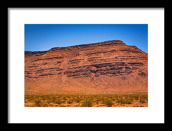 Red Mountains Landscape and Blue Sky  - Framed Print