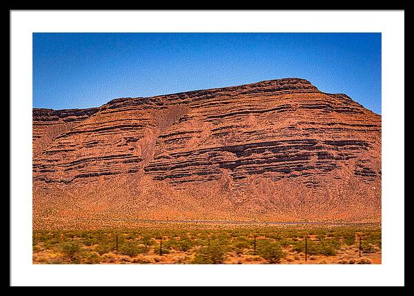 Red Mountains Landscape and Blue Sky  - Framed Print