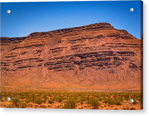 Red Mountains Landscape and Blue Sky  - Acrylic Print