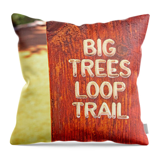 Redwood Sign Post Big Trees Loop Trail - Throw Pillow