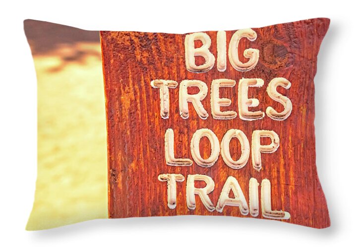 Redwood Sign Post Big Trees Loop Trail - Throw Pillow