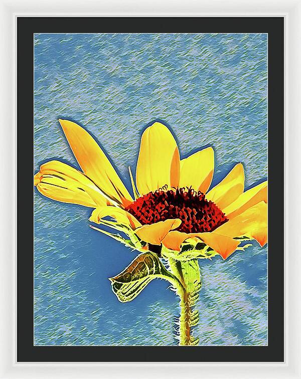 Rising Sun Flower Painting - Framed Print