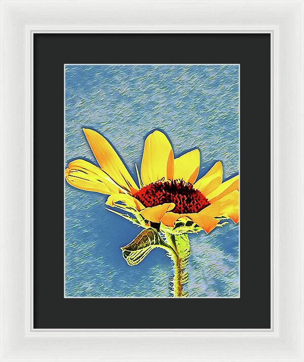 Rising Sun Flower Painting - Framed Print