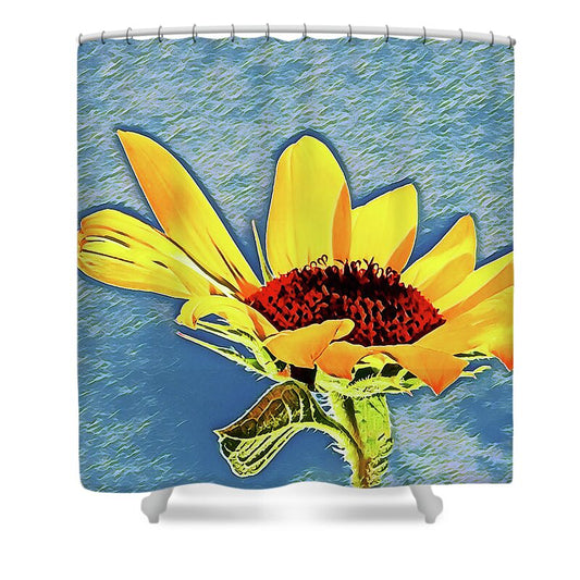 Rising Sun Flower Painting - Shower Curtain