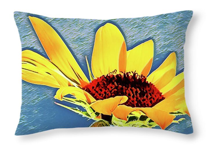 Rising Sun Flower Painting - Throw Pillow