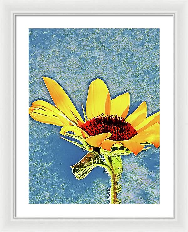 Rising Sun Flower Painting - Framed Print