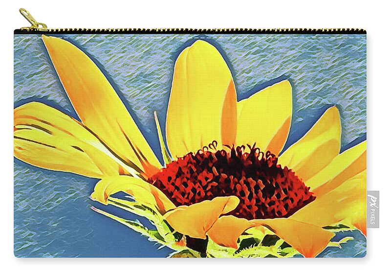 Rising Sun Flower Painting - Zip Pouch