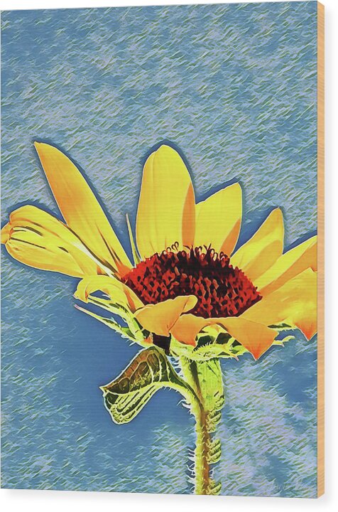 Rising Sun Flower Painting - Wood Print