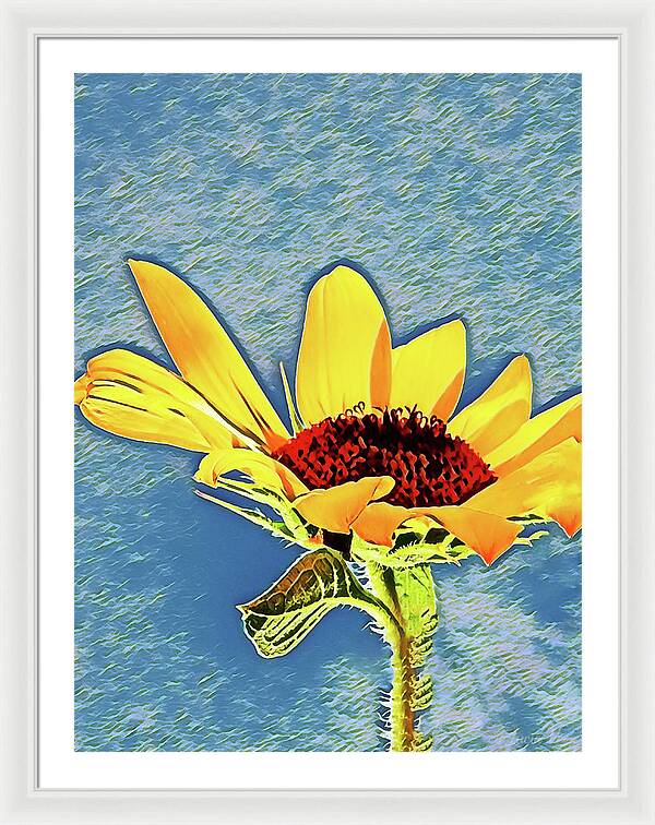 Rising Sun Flower Painting - Framed Print