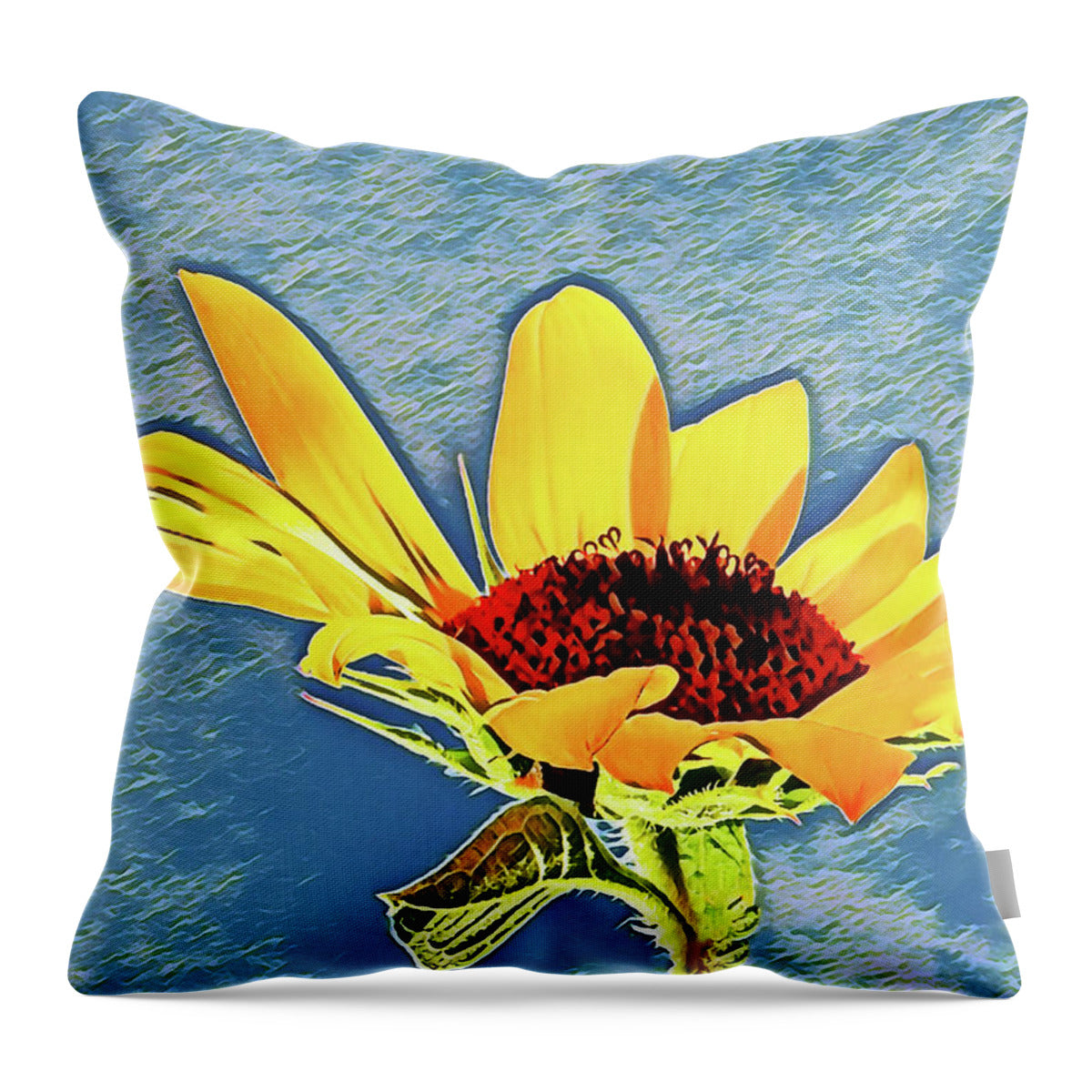 Rising Sun Flower Painting - Throw Pillow