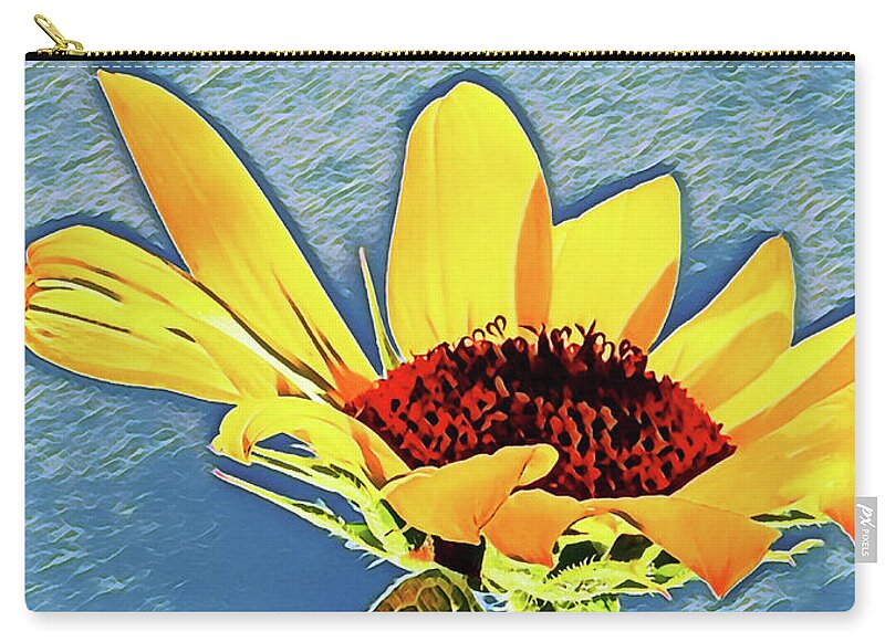Rising Sun Flower Painting - Zip Pouch