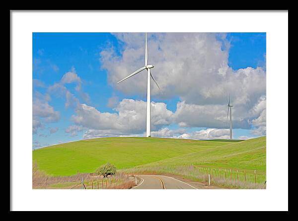 Road and Clouds Over the Hills - Framed Print