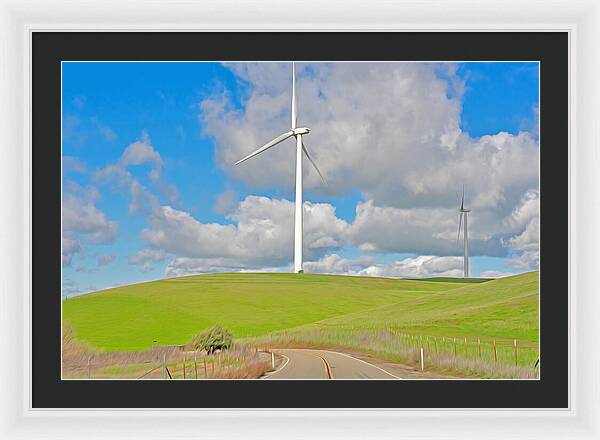 Road and Clouds Over the Hills - Framed Print