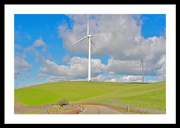 Road and Clouds Over the Hills - Framed Print