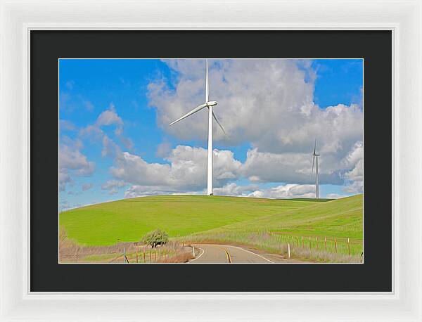Road and Clouds Over the Hills - Framed Print