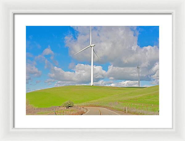 Road and Clouds Over the Hills - Framed Print