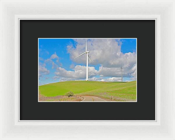 Road and Clouds Over the Hills - Framed Print