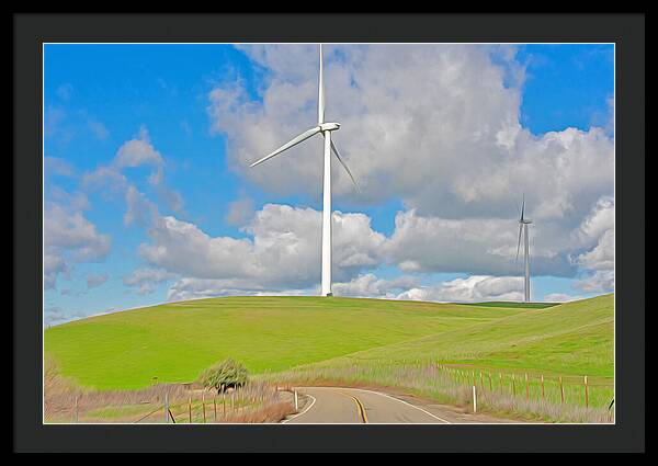 Road and Clouds Over the Hills - Framed Print