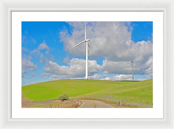 Road and Clouds Over the Hills - Framed Print