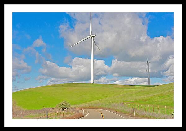 Road and Clouds Over the Hills - Framed Print