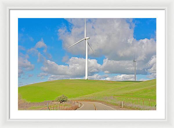 Road and Clouds Over the Hills - Framed Print