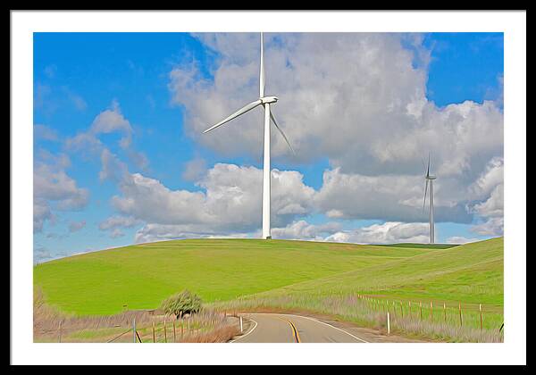 Road and Clouds Over the Hills - Framed Print
