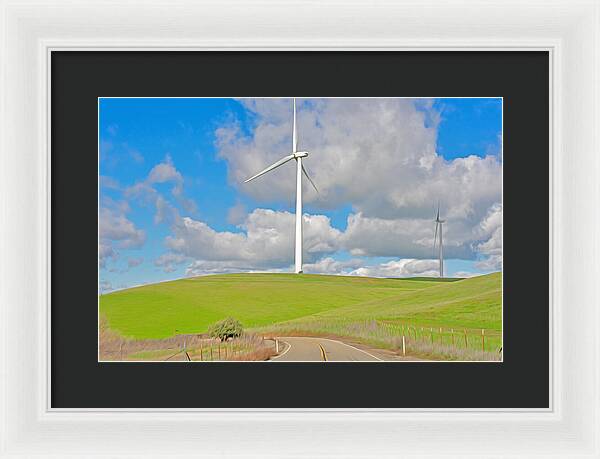 Road and Clouds Over the Hills - Framed Print