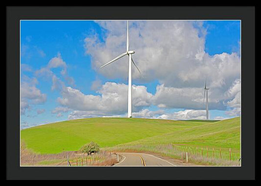 Road and Clouds Over the Hills - Framed Print