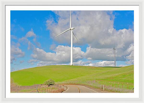 Road and Clouds Over the Hills - Framed Print