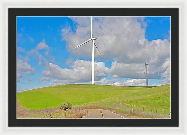 Road and Clouds Over the Hills - Framed Print