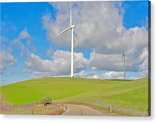 Road and Clouds Over the Hills - Acrylic Print