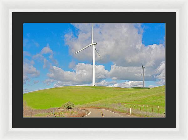 Road and Clouds Over the Hills - Framed Print
