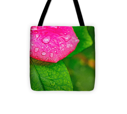 Rose Petal with Raindrops - Tote Bag