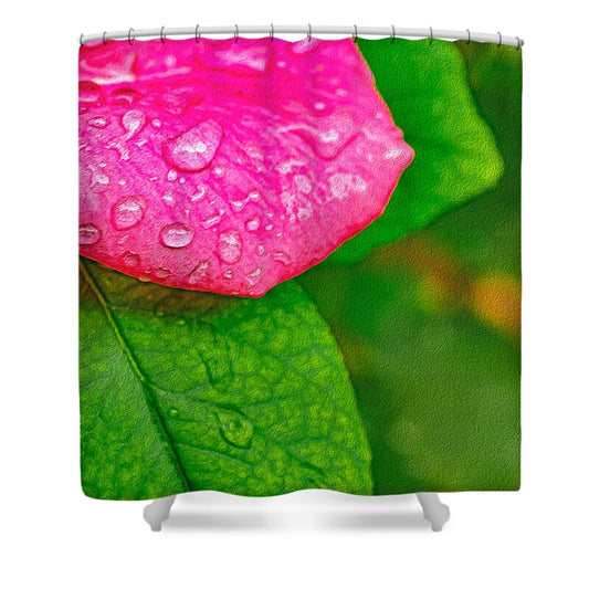 Rose Petal with Raindrops - Shower Curtain