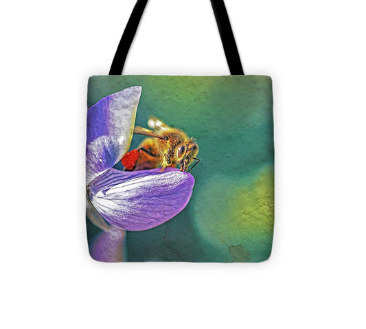 Rough Art Wall Layer of a Bee on a Flower - Tote Bag