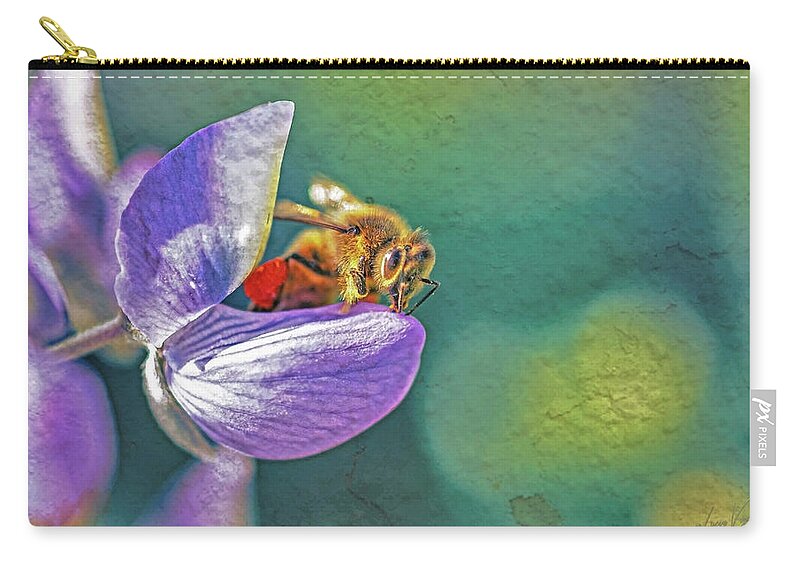 Rough Art Wall Layer of a Bee on a Flower - Zip Pouch