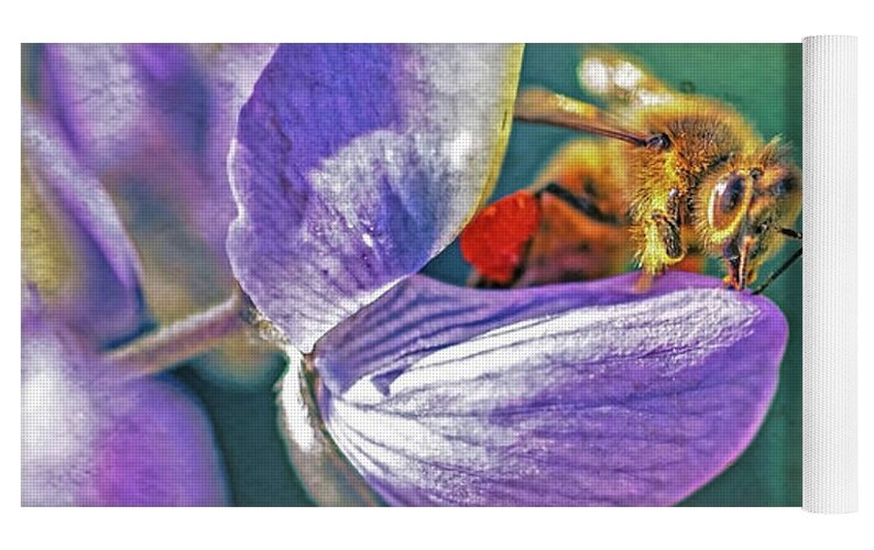 Rough Art Wall Layer of a Bee on a Flower - Yoga Mat