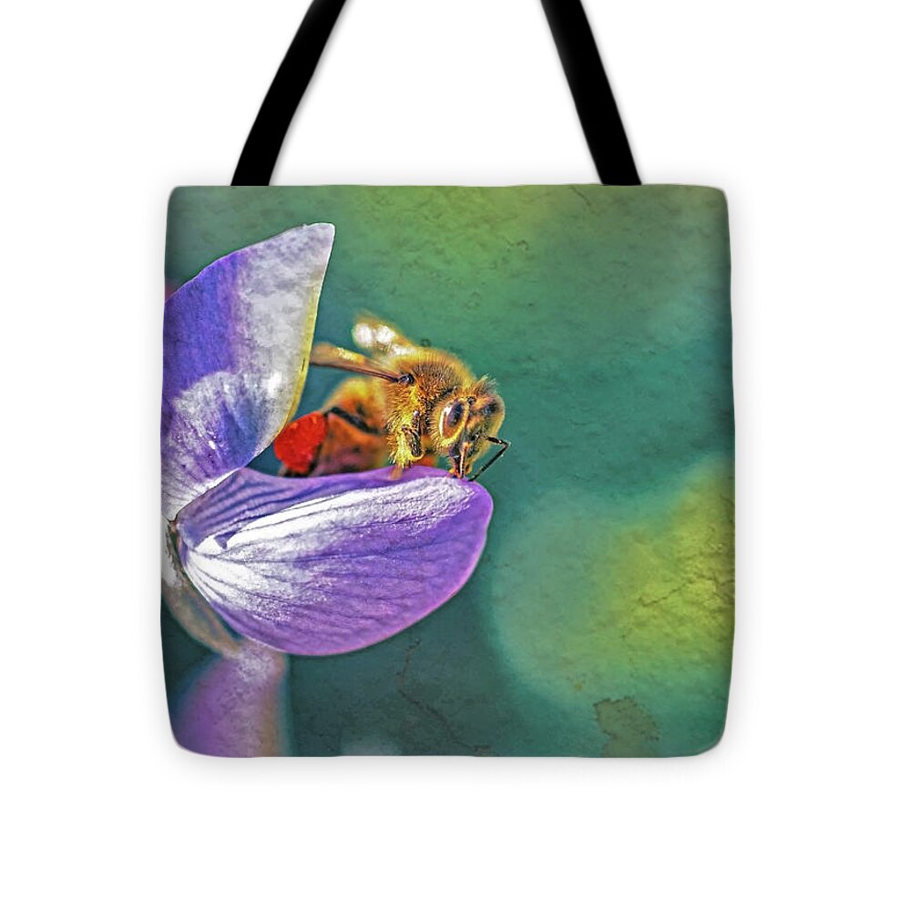 Rough Art Wall Layer of a Bee on a Flower - Tote Bag