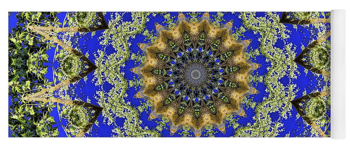 Royal Blue and Green Pattern Fragments Mandala - Yoga Mat