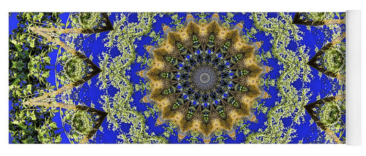 Royal Blue and Green Pattern Fragments Mandala - Yoga Mat