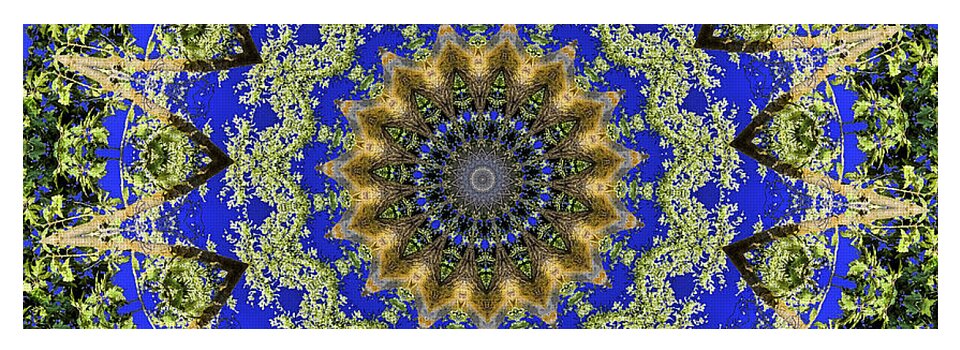 Royal Blue and Green Pattern Fragments Mandala - Yoga Mat
