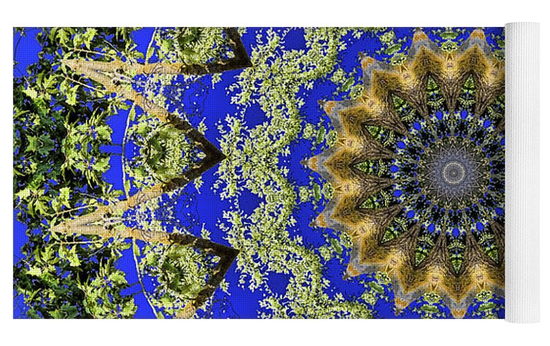 Royal Blue and Green Pattern Fragments Mandala - Yoga Mat
