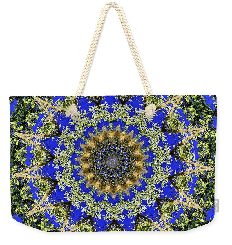 Royal Blue and Green Pattern Fragments Mandala - Weekender Tote Bag