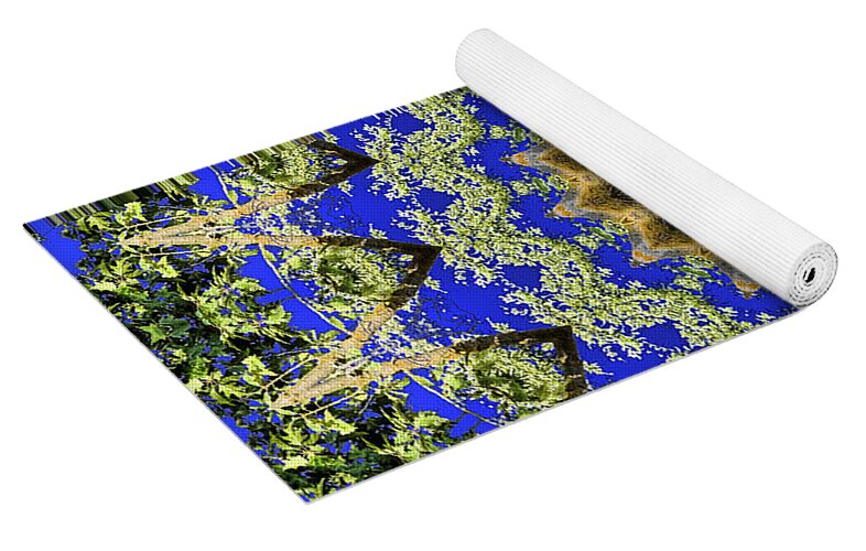 Royal Blue and Green Pattern Fragments Mandala - Yoga Mat