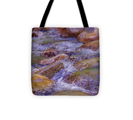 Rushing River and Rocks - Tote Bag