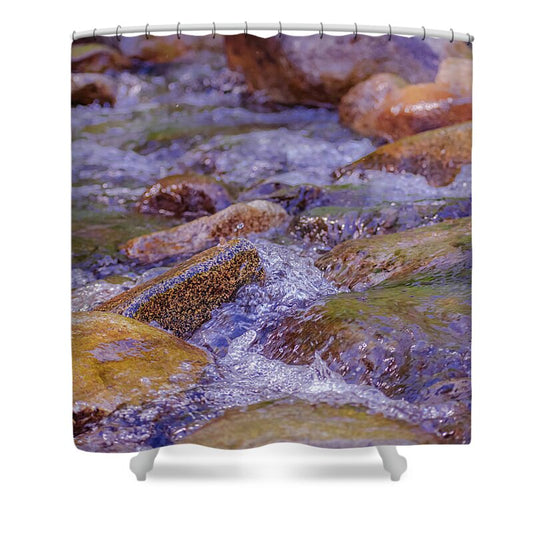 Rushing River and Rocks - Shower Curtain